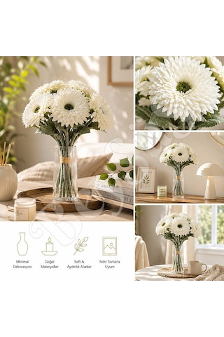 Yapay Çiçek Kasımpatı Buketi 49 Cm Beyaz