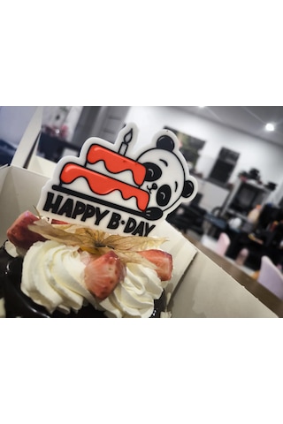 Panda Temalı Doğum Günü Pasta Süsü Happy B-day Yazılı 3d Baskı