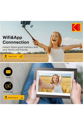 Kodak 10.1 Inc Wifi Dijital Resim Çerçevesi 1280x800 Ips Dokunmatik Ekran