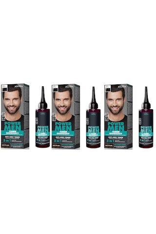 Power Men Anti-grey Toner 3ü1arada Saç Sakal Bıyık 02 Koyu Kahverengi 3 Adet