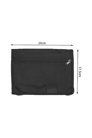 Dayanıklı 600d Oxford Kumaş Çok Cepli Araç Doküman Saklama Çantası - Elastik Halkalı Ve Fermuarlı Siyah Siyah