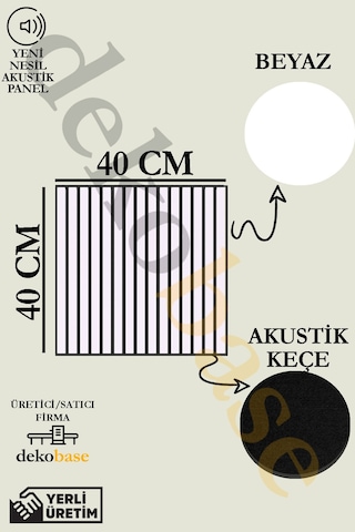 Beyaz 10 Adet 40x40cm Yeni Nesil Akustik Ahşap Duvar Paneli