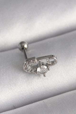 Mey Najmaddin 316l Çelik Gümüş Renk Zirkon Taşlı Toplu İğne Tragus Piercing Najmaddin Çok Renkli