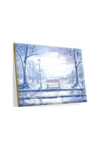 Cakasepetim Animasyon Tren Yolu Bank Ağaçlar Kar Görseli Ahşap Mdf Tablo