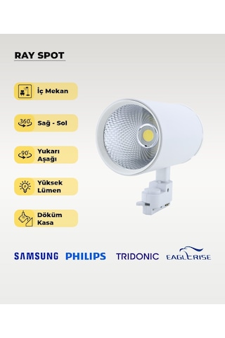 40w Döküm Kasa Beyaz Ray Spot 3200k Sarı Işık - Titreşim Yapmaz Beyaz