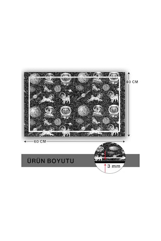 Tasarımlı Dekoratif Kapı Önü Paspas, Dış Mekan/ev İçi/banyo/mutfak/yatak Odası/giriş Paspasları Black Space Çok Renkli