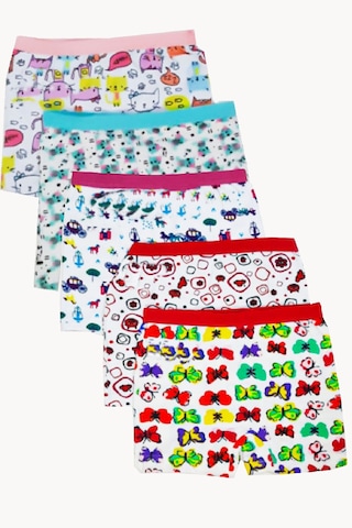 Hepsine Rakip 5li Kız Çocuk Boxer Pamuklu Likralı Empirme Eğlenceli Rahat 3072 001