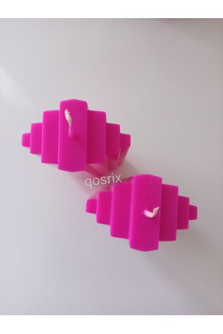 2'li Pembe Fuşya Doğal Kokulu Sütun Geometrik Şekil Kule Mum