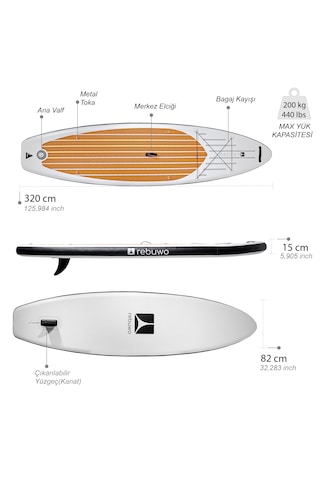 Sup Şişme Sörf Tahtası Stand Up Paddle Board 82 320 15 Cm