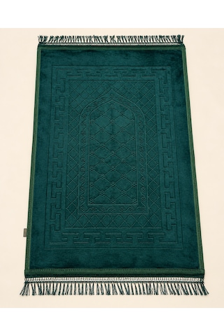 Peluş Seccade Yumuşak Dokulu Büyük Boy Namaz Seccadesi 130x80 Cm Yeşil
