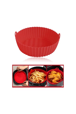 Silicolife Airfryer Silikon Pişirme Kabı – Tüm Hava Fritözleriyle Uyumlu Kırmızı