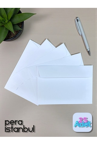 25 Adet C6 Beyaz Davetiye Lüks Tebrik Kartı Mektup Mühür Cüzdan Büyük Kapasiteli Zarf 114x162mm