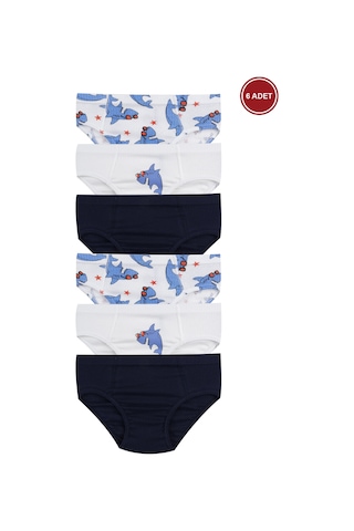 Koza İç Giyim Erkek Çocuk Pamuklu Fitilli 6'lı Desenli Slip 3051.06 Siyah