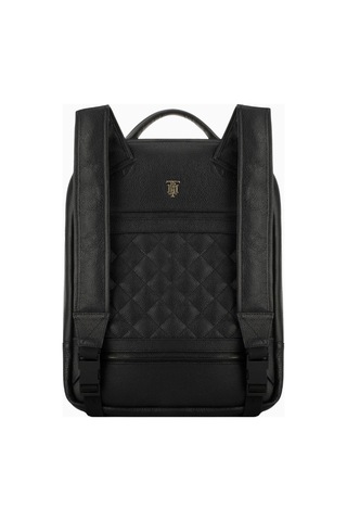 Montroi Premium Grain Leather Siyah Deri Unisex Sırt Çantası