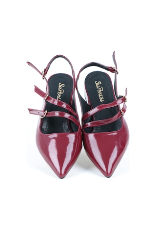 Ayakkabımood S.p 4 Cm Arka Açık Sivri Burun Rugan Kadın Ayakkabı Bordo