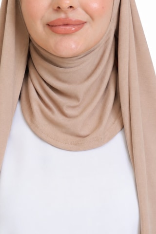 Modish Group Penye Boyun Kapamalı Şal Başörtü Hazır Giyim Turban Esnek Jersey Şal Koyu Vizon