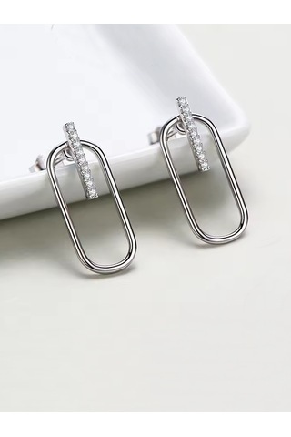 Timeless Series Işıltılı Çiftli Modern Sadelik Kadın Gümüş Küpe