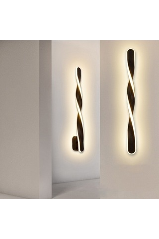 Besthome1 Modern Spiral Led Aynalı Duvar Lambası: Yüksek Kalite Metal, Enerji Tasarruflu, Oturma Odası Ve Yatak Odası İçin Deko Siyah