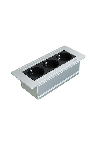 Metalline® Flat-line Kapaksız Gömme Masaüstü Priz Kutusu - Eloksa