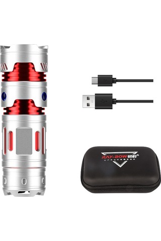 Treasure Taşınabilir Mini Fener Spiral Cayro Type-c Çok İşlevli Gümüş