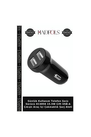 Günlük Kullanım Telefon Şarjı Sürücü Xc4056 15.5w Çift Usb-a Çıkışlı Araç İçi Çakmaklık Şarj Aleti