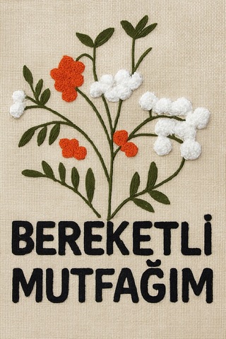 Bereketli Mutfağım Nakışlı Keten Yıkanabilir Mutfak Önlüğü Standart Beden 1 Adet 50x70 Cm Bej