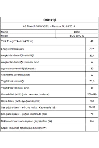 Beko BDE 6072 G 60 CM Duvar Tipi Davlumbaz
