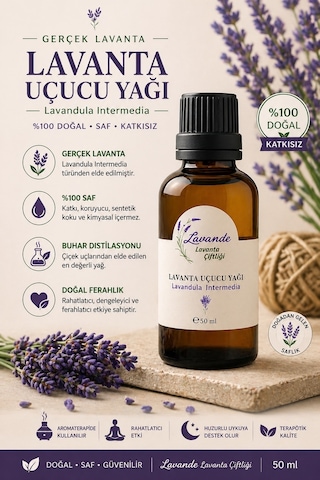 Lavande Lavanta Çiftliği Lavanta Yağı L.intermedia İçten Damlalıklı 50 ML