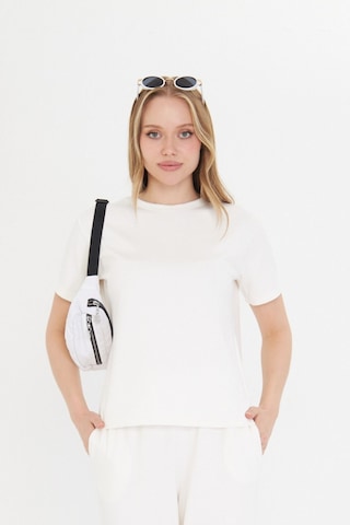 Thiff Gymwear Kadın Modal Kumaş Kısa Kolu Basic Tişört Beyaz