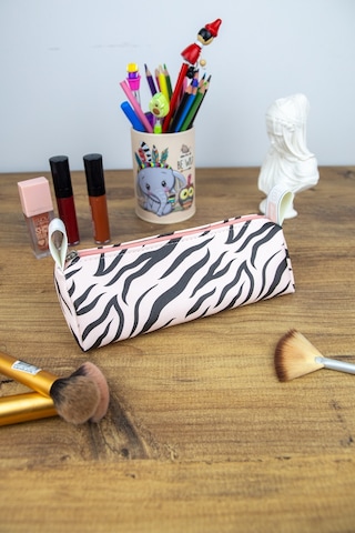Kalem Kutusu Pastel Renk Zebra Pembe-siyah Vegan Deri Kalemlik V