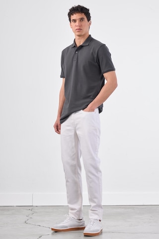 Dufy Antrasit Polo Yaka Pamuklu Düz Renk Slim Fit Erkek T-shirt Antrasit
