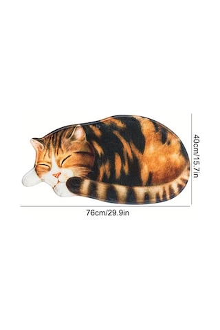 Elmpaly S10177 Kawaii Kedi Desenli Yumuşak Polyester Kaymaz Halı 15.75x29.92inç S10177 Boyut