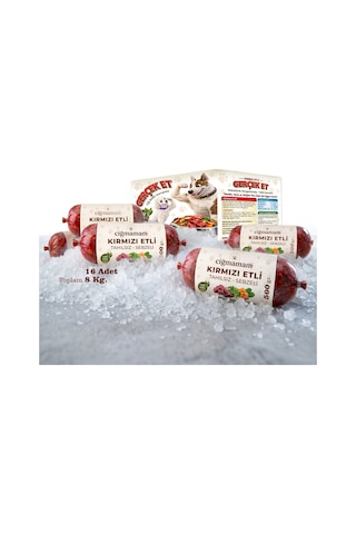 Kırmızı Etli Tahılsız Sebzeli Barf Köpek Maması 8 Kg - 500 G X 16