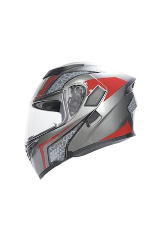 Rhkc 902 Çene Açılır Vizörlü Kask Titanyum - Gri
