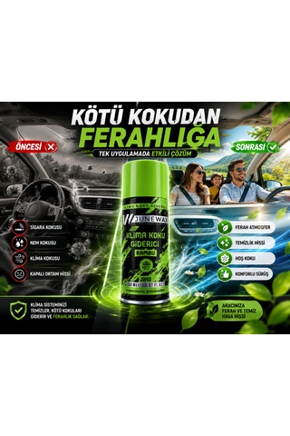 Klima Koku Giderici Bombası 150 Ml - Araç İçi Koku Giderici, Klima Temizleyici, Kalıcı Ferahlık Jeune Mor Koku Yeşil