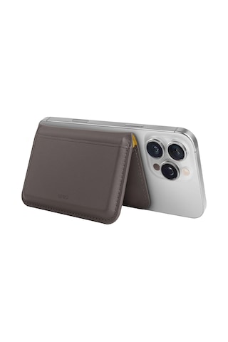 Standlı Magnetic Lyden Ds Vegan Deri Kartlık Kimlik/ehliyet/kredi Kartı Taşıyıcı Cüzdan Rfıd Koruma Grey