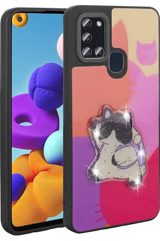 Samsung Galaxy A21s İle Uyumlu Kılıf Parlayan Kabartmalı İkonik Figürlü Silikon Kapak