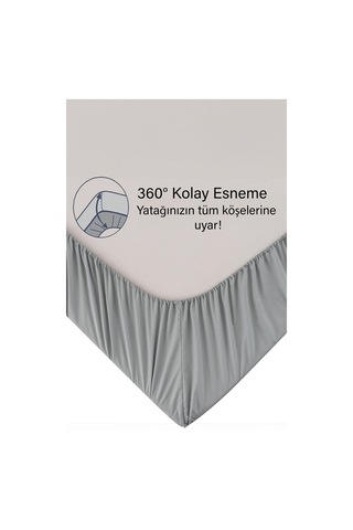 Ranforce Gri Pamuklu Tek / Çift Kişilik Battal Tam Kenar Lastikli Çarşaf 14 Renk Fıtted Gri