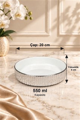 Linea Serisi Dekoratif Kase 20 Cm 550 Ml Gümüş