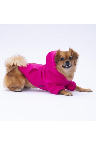 Pembe - Fuşya Kanguru Cepli Kedi-köpek Hoodie- Sweatshirt Kedi Köpek Kıyafeti