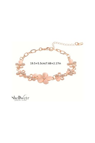 Alora Kadın Çelik Bileklik Sedefli Ve Parlak Çiçek Detaylı En Özel Hediye Somon