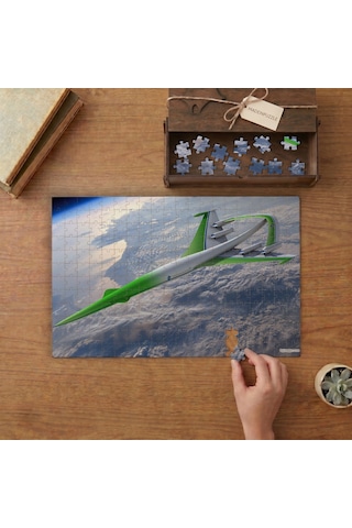 Süpersonik Yeşil Uçak Tasarımı 240 Parça Ahşap Puzzle Ahşap Kutuda Mpy10122