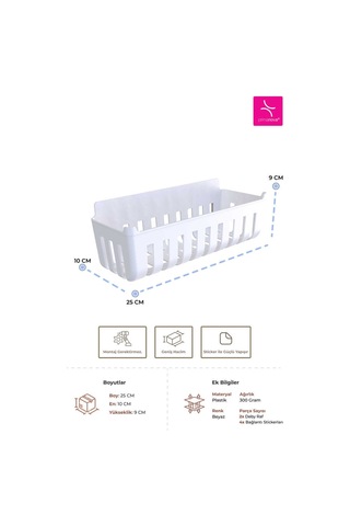 Primanova Deby 2'li Yapışkanlı Banyo Rafı Beyaz Beyaz