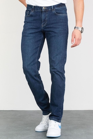 Hlt Jeans 492014020 Keven Taşlamalı Slim Fit Likralı Esnek Erkek Kot Pantolon - Koyu Mavi
