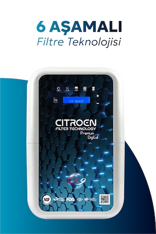Dijital Pompalı 6 Filtreli Alkali Ph 9 Su Arıtma Cihazı Beyaz