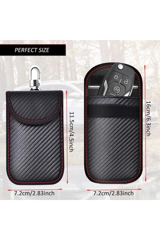 Moveevo Araba Anahtarı Sinyal Engelleyici Kılıfı 2 Adet - Faraday Teknolojisi İle Anti-calinti Koruma, Karbon Fiber Dokulu, Pratik Kullanim