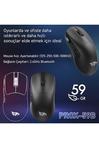 Gameagle PROX-59B Ultra Hafif Kablosuz 3 Mode Oyuncu Optik Mouse