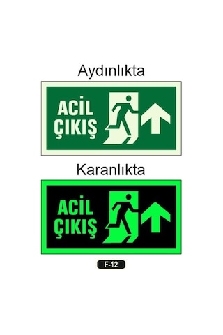 Fosforlu Fotolümen Acil Çıkış Yukarı Yön Levhası Bant Hediyeli
