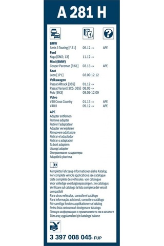 Silecek Süpürgesi Arka 280mm Kuga 2012- Leon 2005- V40 3397008045
