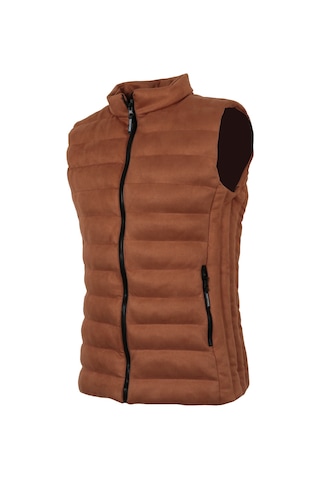 Erkek Dar Kesim Taba Nubuk Süet Şişme Yelek Rar01238 001